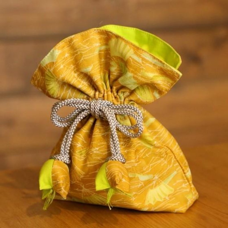 扇文の幸せ巾着　FUGURO - 化妆包/杂物包 - 棉．麻 黄色