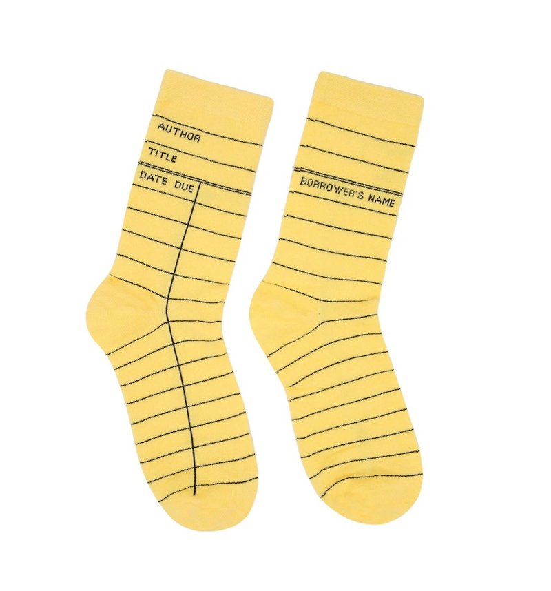 黄色借书卡袜子 - 袜子 - 棉．麻 黄色