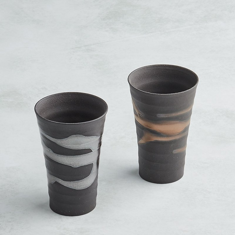 有种创意 - 日本美浓烧 - 金银流微醺长陶杯礼盒组 (2件式) - 茶具/茶杯 - 陶 多色
