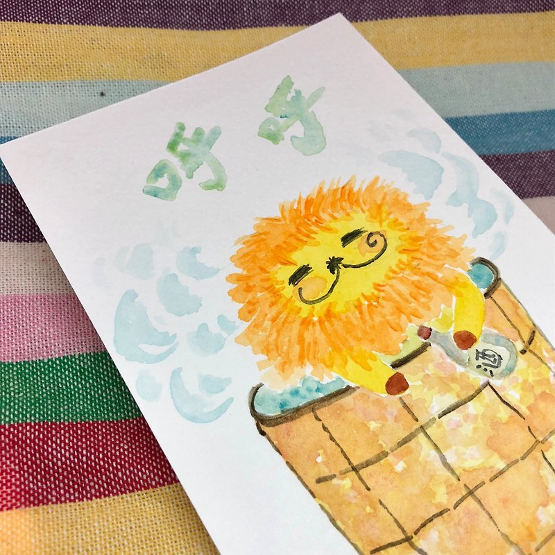KaaLeo 手绘明信片 - 呼呼 狮子 Lion ライオン - 卡片/明信片 - 纸 橘色