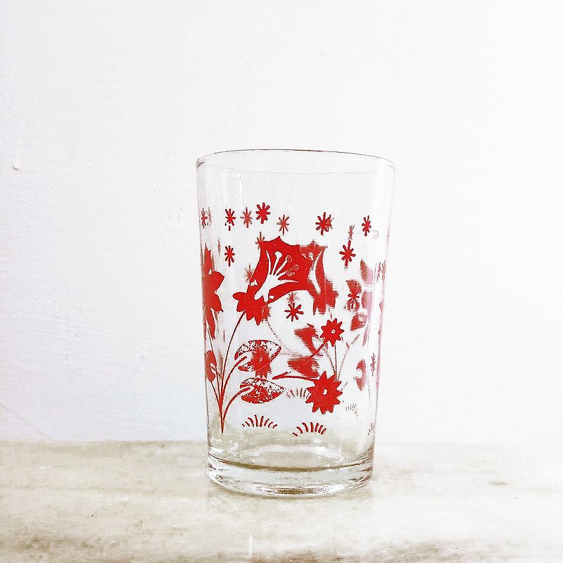 早期红色花花水杯 - 茶具/茶杯 - 玻璃 红色