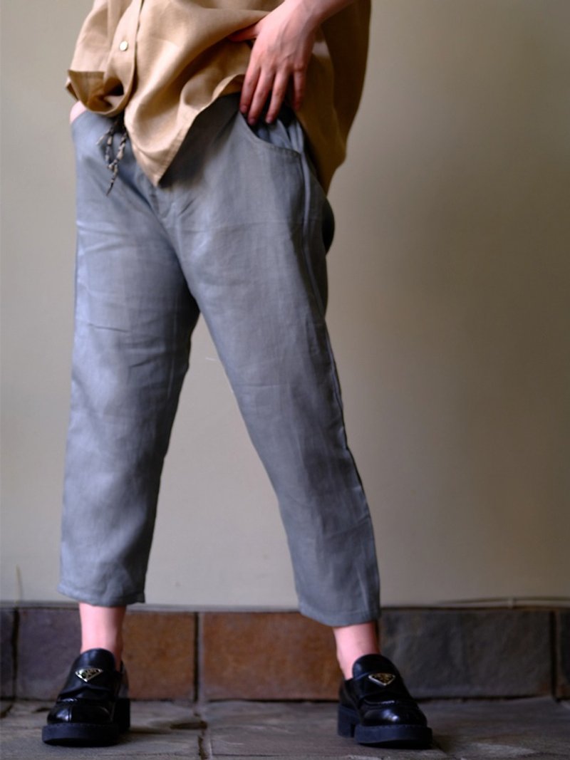 Pull Pants Grey - 女装长裤 - 亚麻 灰色