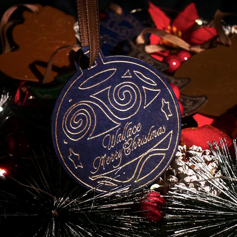 【圣诞礼盒】皮革圣诞卡 烫金刻名 | 定制化礼物 - 卡片/明信片 - 真皮 蓝色