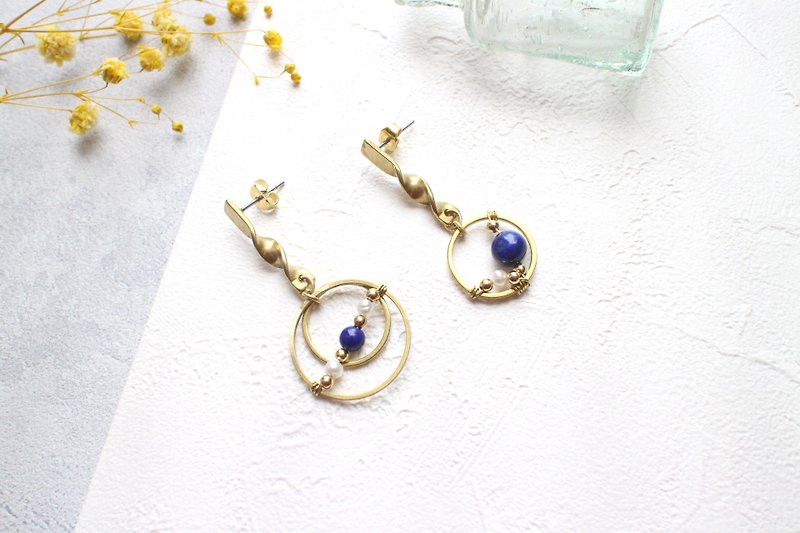 海天一线-珍珠 黄铜耳环-可改夹 - 耳环/耳夹 - 铜/黄铜 多色
