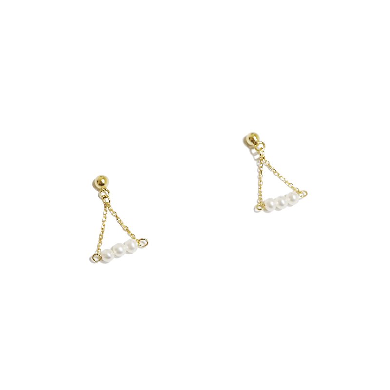 极细淡水珍珠纯银耳环 (银/玫瑰金/18k金) | 珍珠系列 - 耳环/耳夹 - 其他金属 白色
