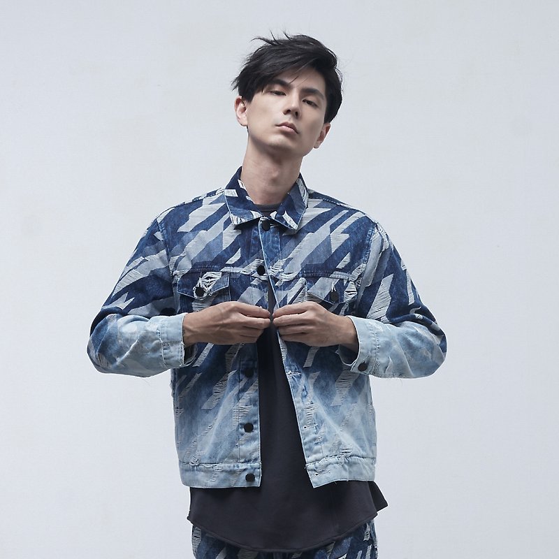 DYCTEAM - Twill Pattern Jacket - 男装外套 - 棉．麻 蓝色