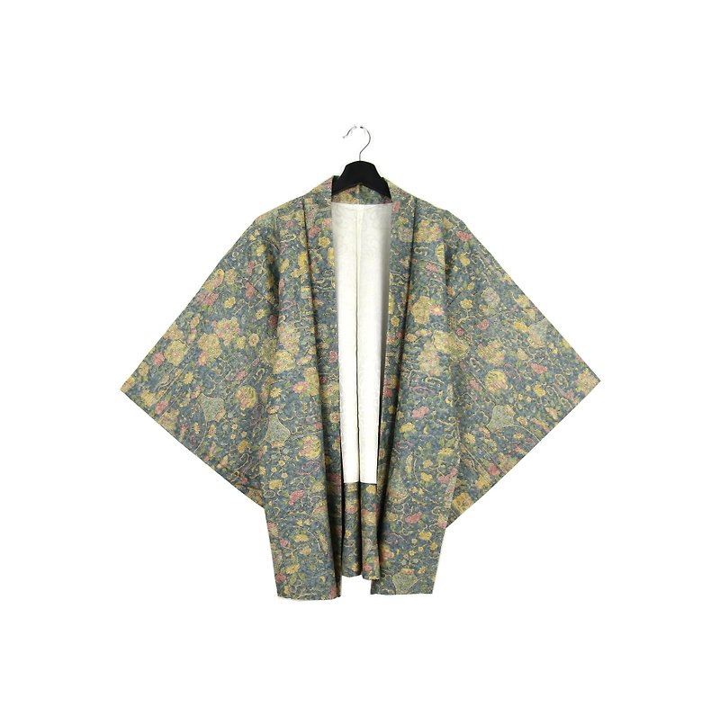 Back to Green::日本带回和服 羽织 柔和插图画风 //男女皆可穿// vintage kimono (KC-88) - 女装休闲/机能外套 - 丝．绢 