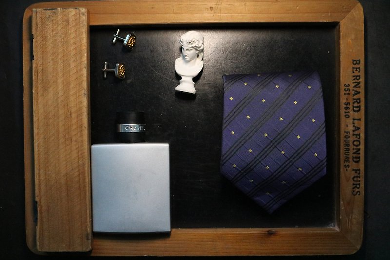 紫色小方块真丝领带绅士风型男necktie百搭正装 - 领带/领带夹 - 丝．绢 紫色