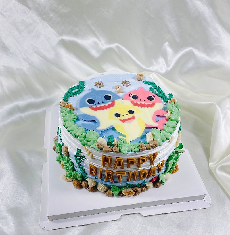 Baby Shark 生日蛋糕 造型 定制 卡通 手绘 满周岁6 8寸 面交 - 蛋糕/甜点 - 新鲜食材 蓝色