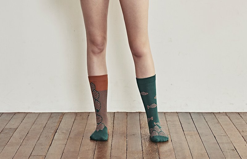 靴下ピーシーズ / irregular / socks / fish / - 袜子 - 棉．麻 绿色