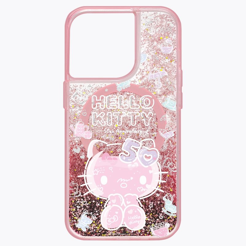 HelloKitty50周年－限定粉色流沙 磁吸版 防摔壳 iPhone 15 14 13 - 手机壳/手机套 - 环保材料 粉红色