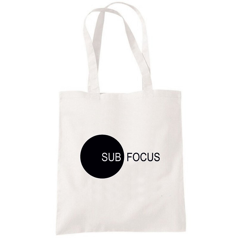 SUB FOCUS 帆布包 购物袋 米白 环保 几何 文青 设计 文字 礼物 - 手提包/手提袋 - 其他材质 白色