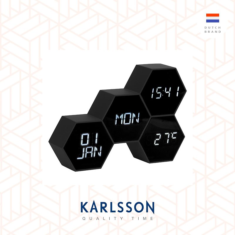 荷兰Karlsson,LED Alarm clock Six in the Mix rubberized black - 时钟/闹钟 - 橡胶 黑色