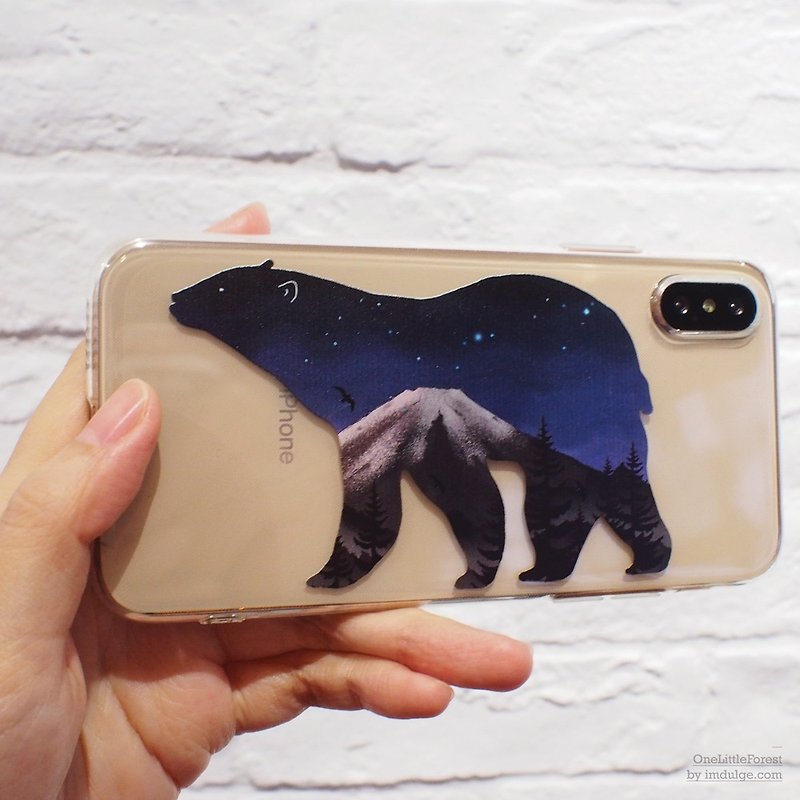 富士山北极熊-星空-防摔透明软壳- iphone系列, Samsung, Android - 手机壳/手机套 - 塑料 蓝色