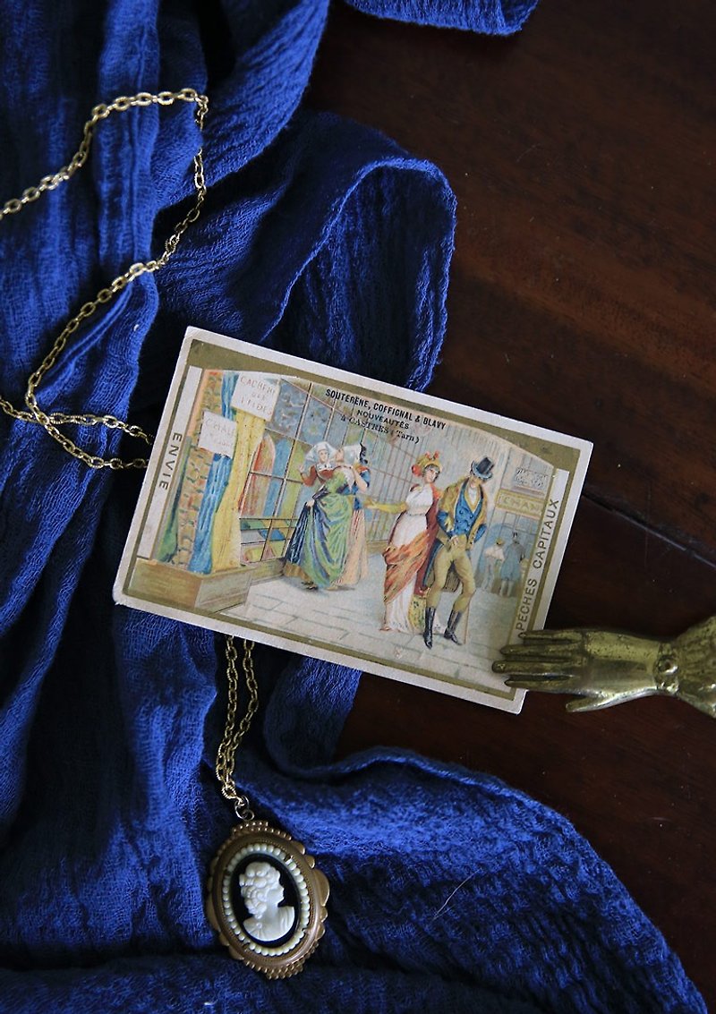 欧洲 法国古董小卡片 - 卡片/明信片 - 纸 金色