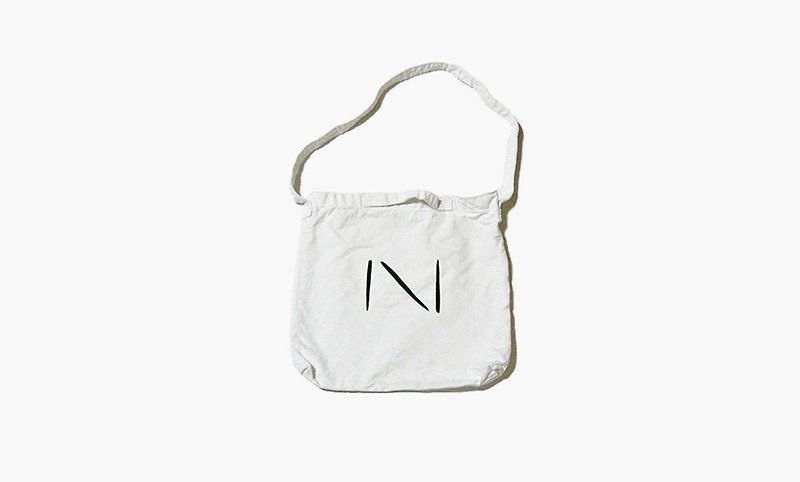 NORITAKE - N Tote bag - 侧背包/斜挎包 - 棉．麻 白色