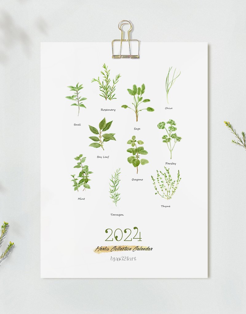 2024年历/月历/ 植物疗愈装饰画/厨房餐厅装饰/记事日历/一本多用 - 摆饰 - 纸 