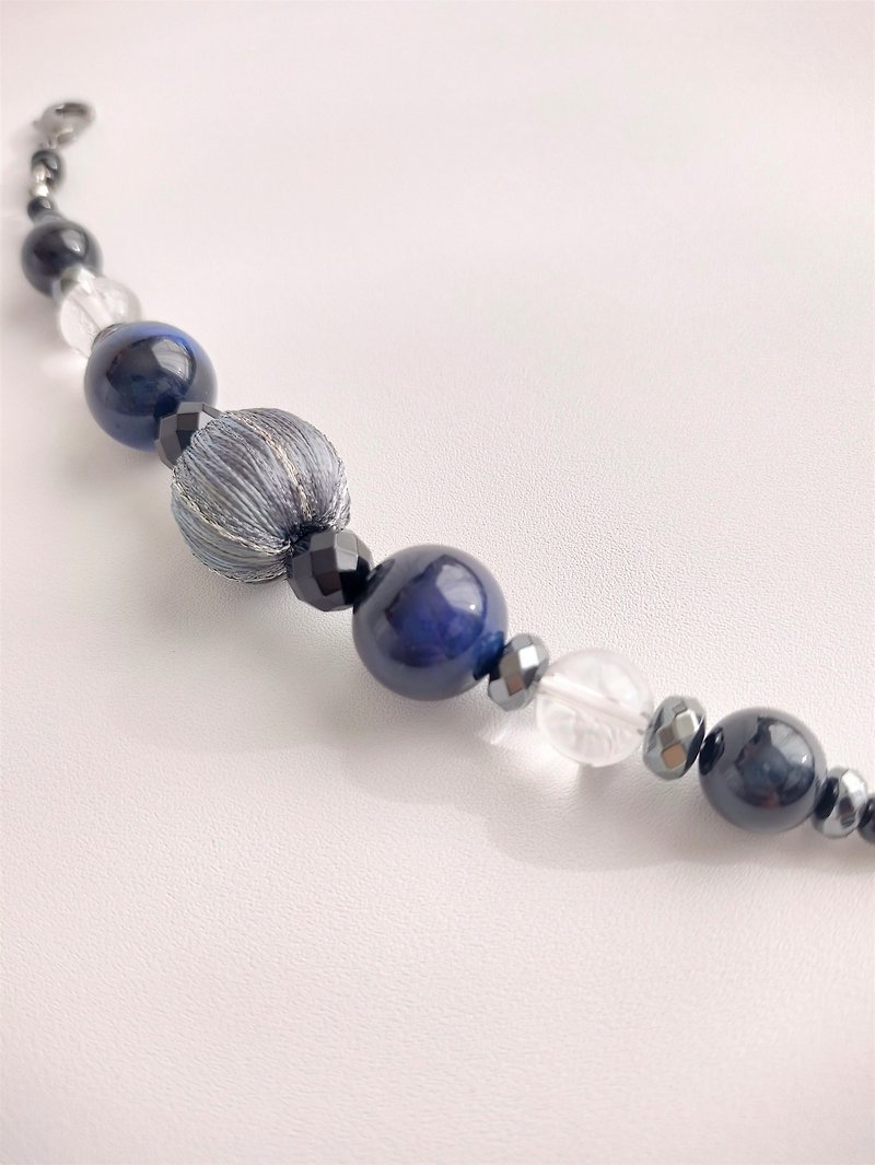 天然石 マグネット式羽織紐 #07 / 着物小物 / ブルー / 水晶 はおりひも - 其他 - 宝石 多色