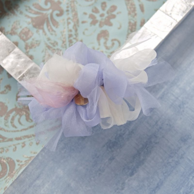 限定 | mini | ドルフィン | 彩る咲き編みバレッタ/ヘアクリップ - 发饰 - 聚酯纤维 蓝色