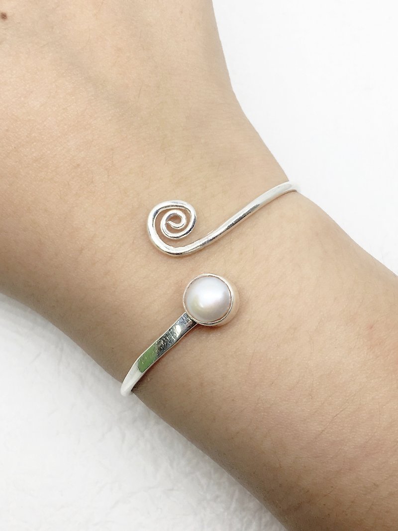 珍珠925纯银魔镜风格项链 尼泊尔手工镶嵌制作 - 手链/手环 - 宝石 银色
