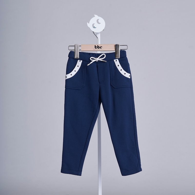 摇滚大口袋长裤 (蓝/绿) - 童装裤 - 棉．麻 蓝色