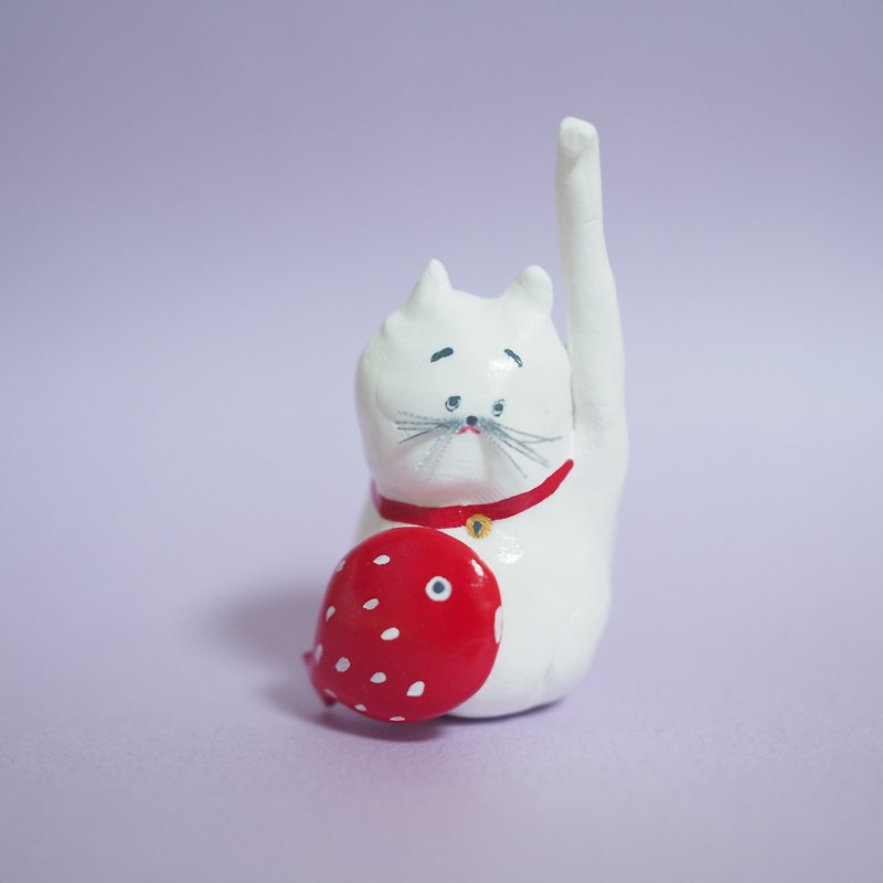 高高兴兴的猫 - 玩偶/公仔 - 粘土 白色