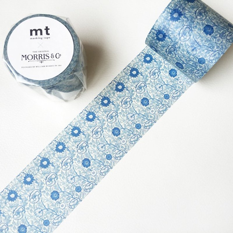 mt 和纸胶带 x William Morris【红瞿麦&玫瑰 (MTWILL01)】 - 纸胶带 - 纸 蓝色