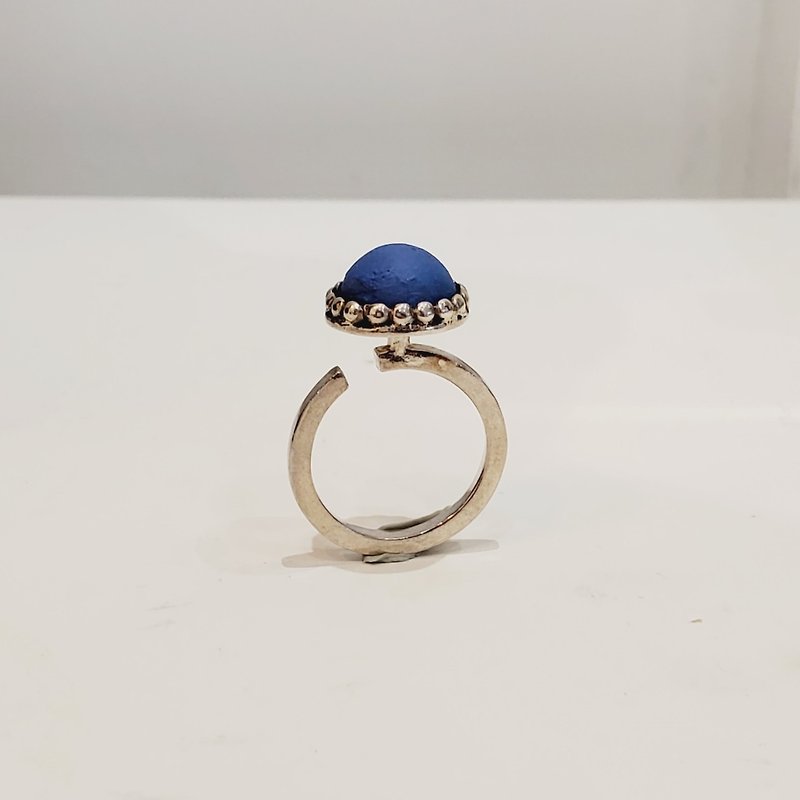 【戒指】蓝色白瓷纯银戒指 母亲节/ 毕业礼物/ 情人节礼物 - 戒指 - 瓷 蓝色