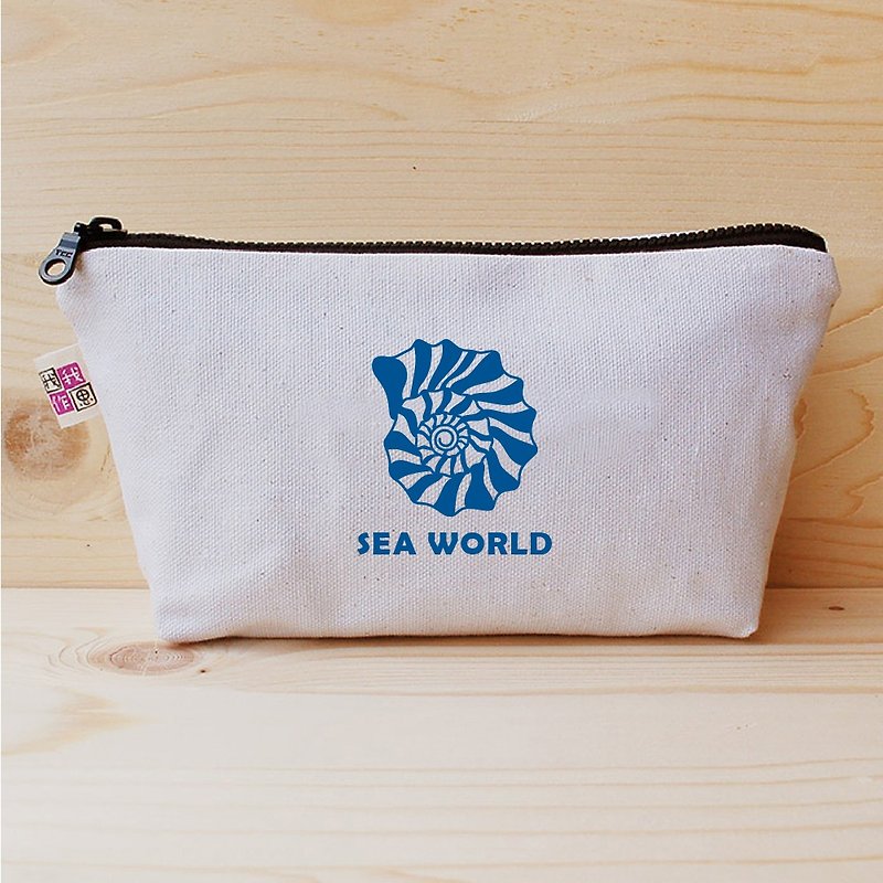 SEA WORLD_贝壳 大笔袋 - 铅笔盒/笔袋 - 棉．麻 蓝色