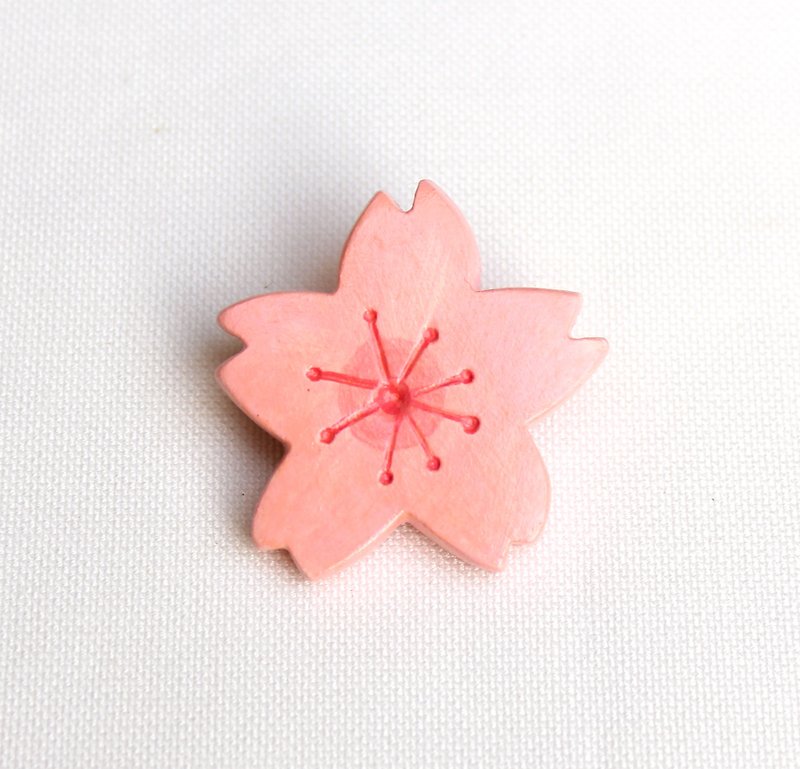 樱花 胸针/ 春天 - 胸针 - 粘土 粉红色