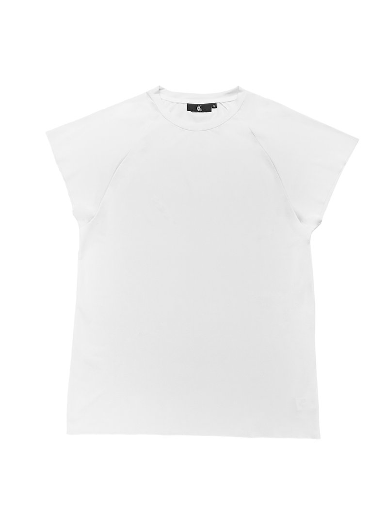 真物理机能短袖两分袖 白色 - 男装上衣/T 恤 - 聚酯纤维 白色