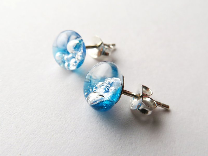 听到海的声音 (耳针、耳夹) - 耳环/耳夹 - 玻璃 蓝色