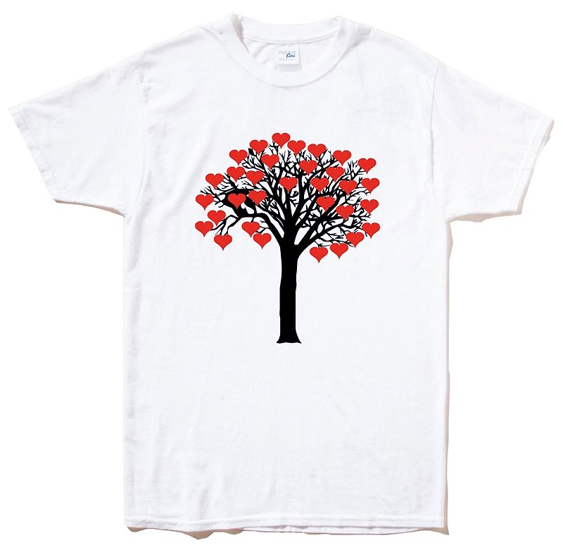 Love Tree 短袖T恤 白色 爱心 树 设计 插画 - 男装上衣/T 恤 - 棉．麻 白色