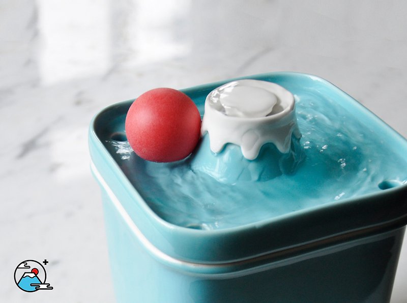 陶瓷富士山宠物饮水机 宠物喝水器 - 碗/碗架 - 瓷 蓝色