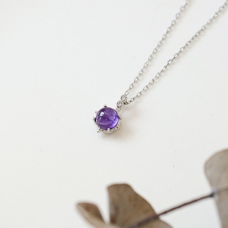 紫水晶 Amethyst 925纯银 项链 2月诞生石 - 项链 - 纯银 紫色