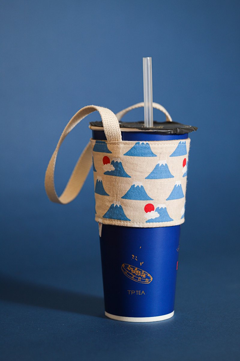 富士山 饮料提袋 手摇饮料 环保杯套 - 其他 - 棉．麻 蓝色