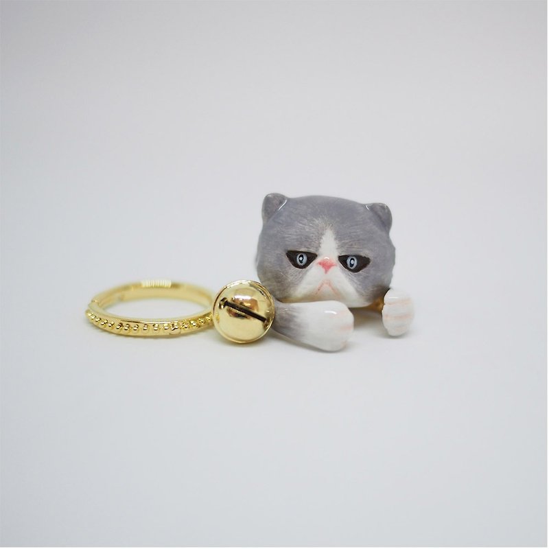 3-Piece Persian Cat Rings. - 戒指 - 其他金属 灰色