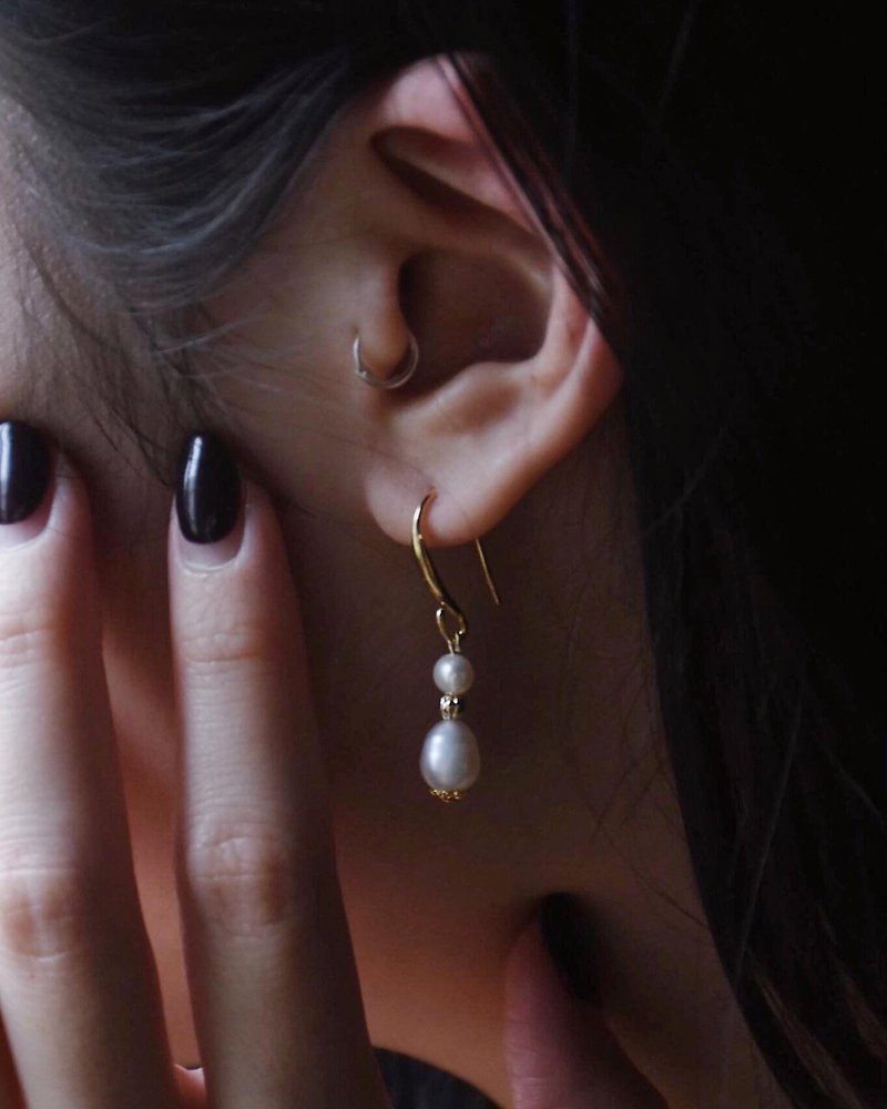 天然珍珠复古小日本耳环-免费改夹 - 耳环/耳夹 - 珍珠 