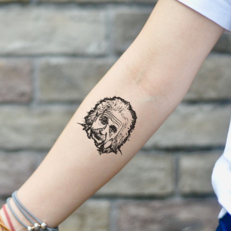 OhMyTat 艾尔伯特爱因斯坦 Albert Einstein 刺青图案纹身贴纸 - 纹身贴 - 纸 黑色
