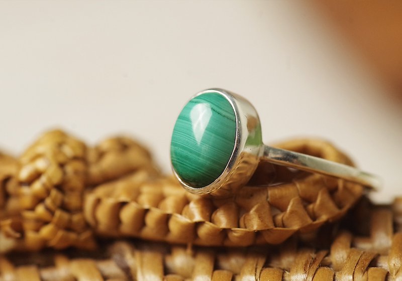 マラカイトのシルバーリング - 戒指 - 宝石 绿色