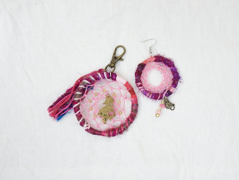 福袋组 | 桃红 - 耳环/耳夹 - 丝．绢 粉红色