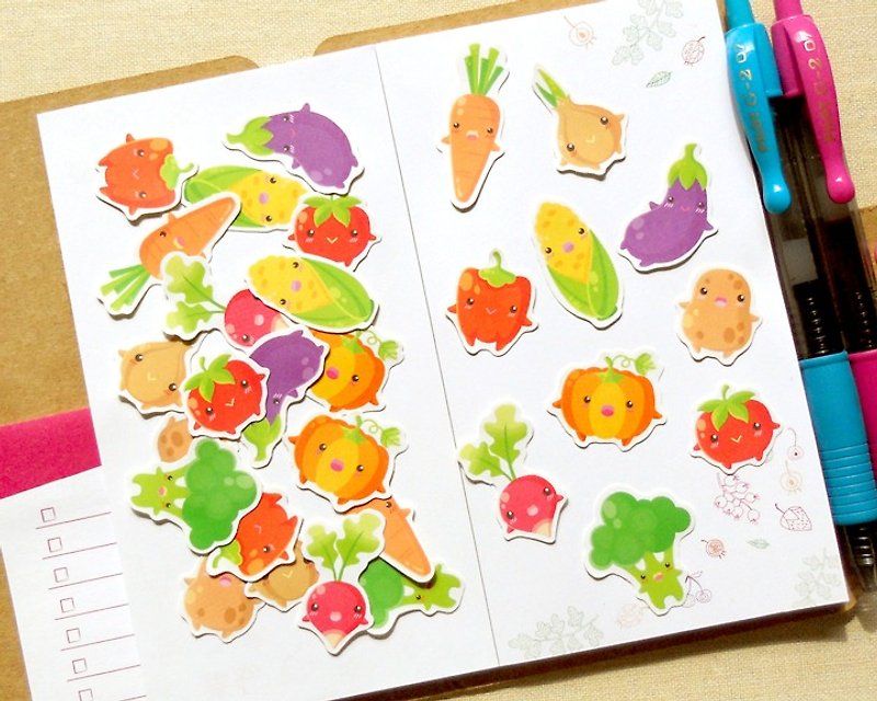 蔬菜贴纸 - 手帐贴纸系列30入 - 食物贴纸 - 贴纸 - 纸 多色