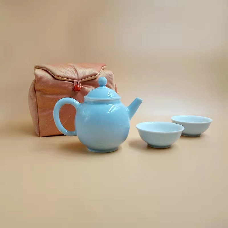 拾金 拾得壶套组  一壶两杯  赠茶人旅行布包 - 茶具/茶杯 - 瓷 