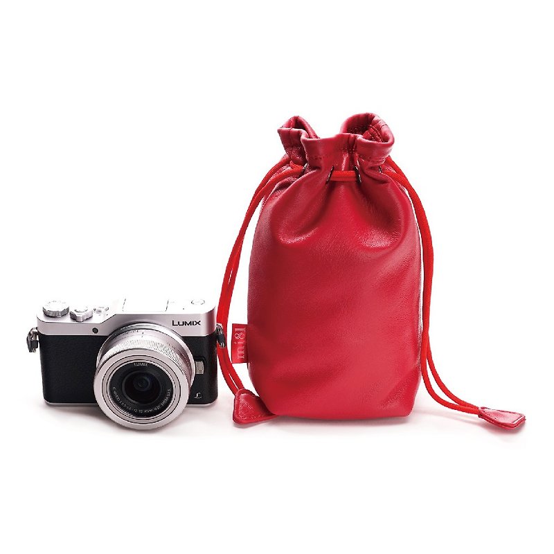 纯色相机羊皮袋 桃红 - 相机包/相机袋 - 真皮 红色