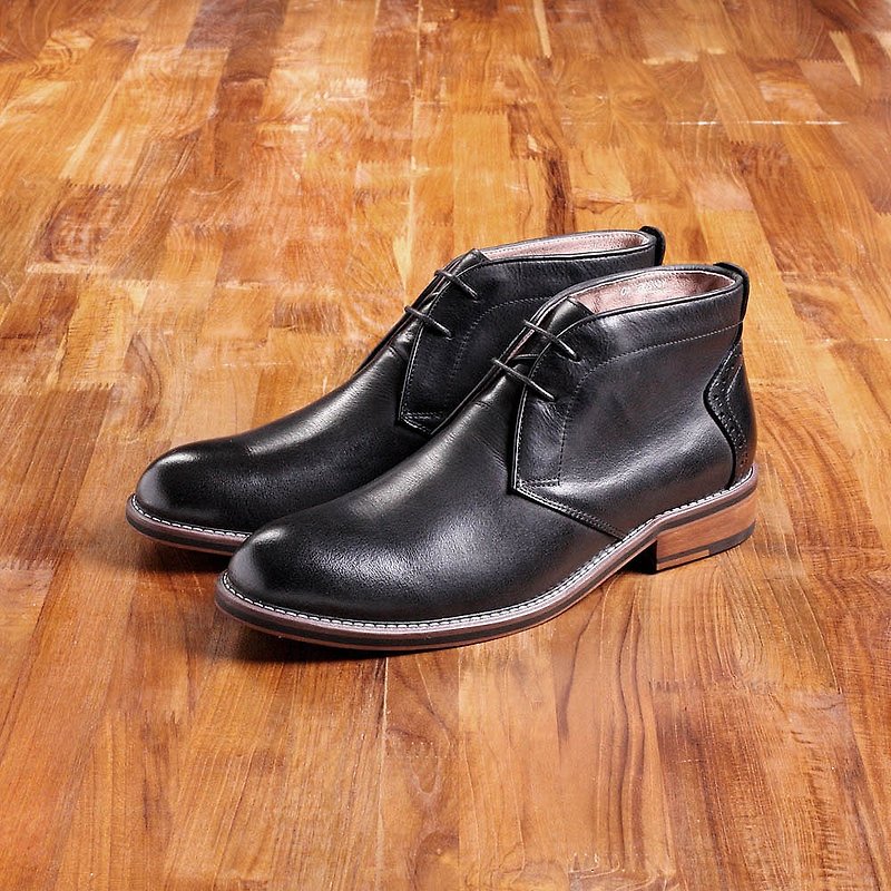 Vanger 优雅美型·欧系简约磨砂沙漠短靴 Va206黑 - 男款靴子 - 真皮 黑色