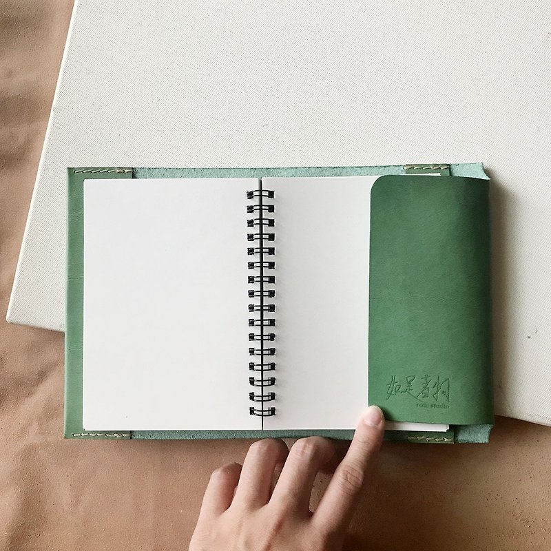 真皮书套_无印良品A6尺寸_阅读页设计_苹果绿 - 笔记本/手帐 - 真皮 绿色