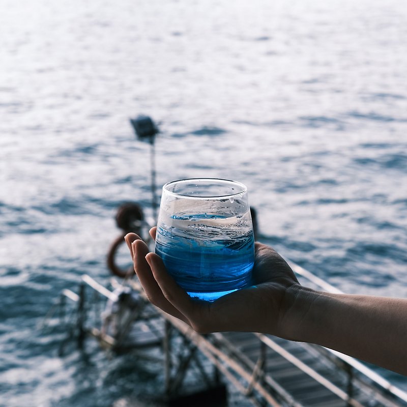 【现货】手工制树脂海浪玻璃杯 - 杯子 - 树脂 蓝色