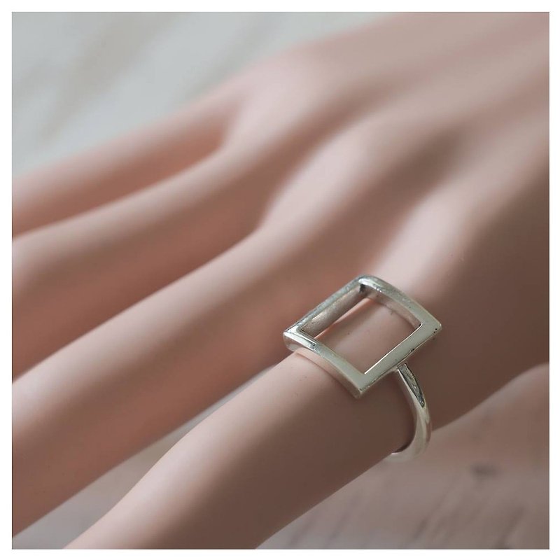 最小的戒指 几何 手工制造 妇女 白铜 极简主义 - 戒指 - 其他金属 银色