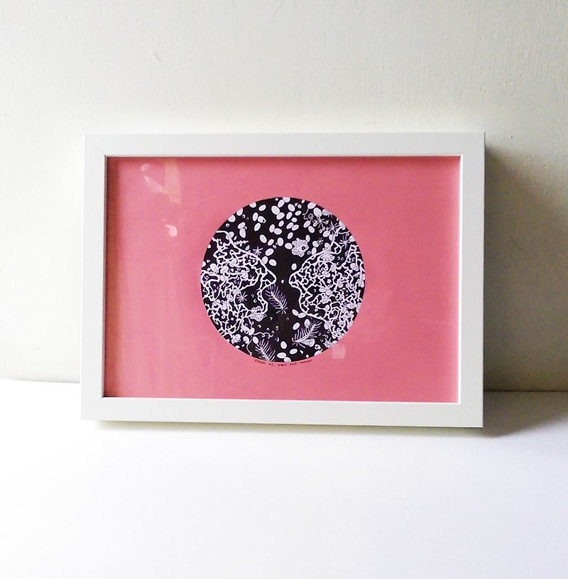 粉红 黑白细胞 植物 细致 装饰 居家 插画