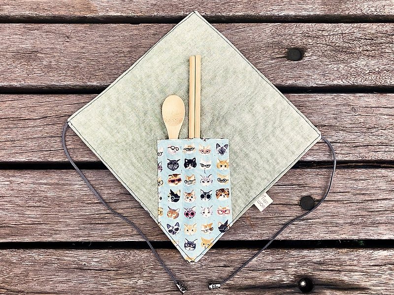 新款和风餐具组(附木头餐具)-小小喵 - 筷子/筷架 - 棉．麻 